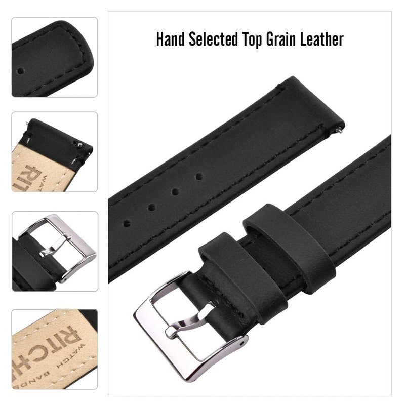 Ritche Leather Watch Strap with Quick Release Pins, 20mm Replacement Watch Band for Men and Women, Fits Smartwatches & Traditional Watches - Image 4